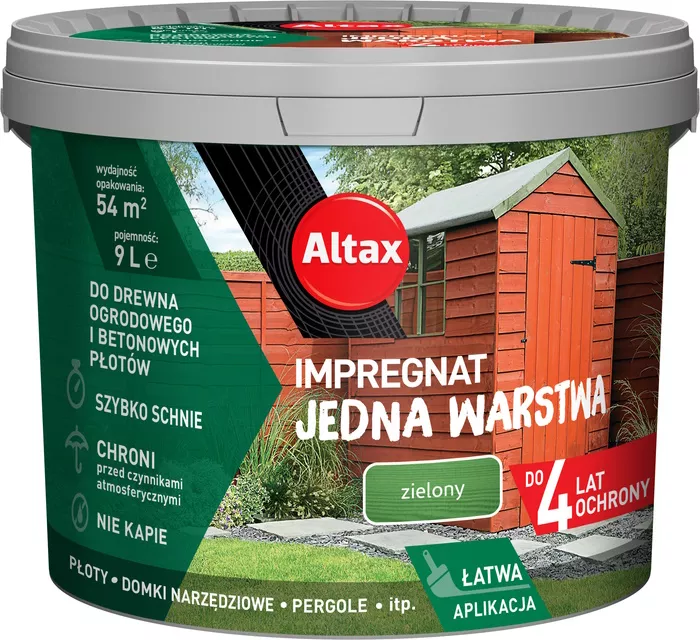 Impregnat do drewna Jedna Warstwa 9l zielony Altax 