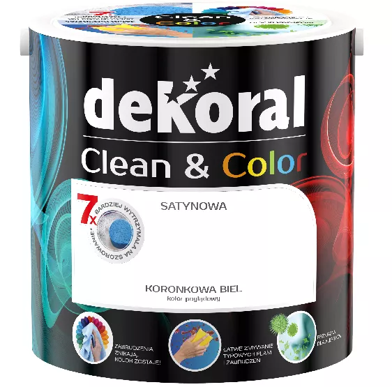 Farba lateksowa CLEAN&COLOR 2,5l koronkowa biel Dekoral