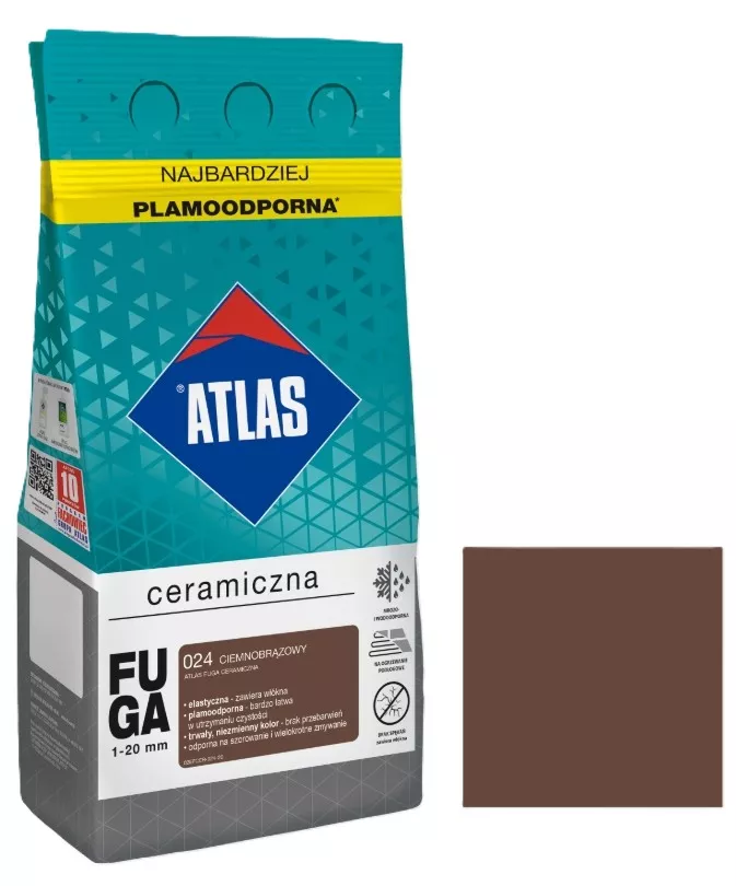Atlas fuga ceramiczna kolor ciemny brąz 024 5 kg