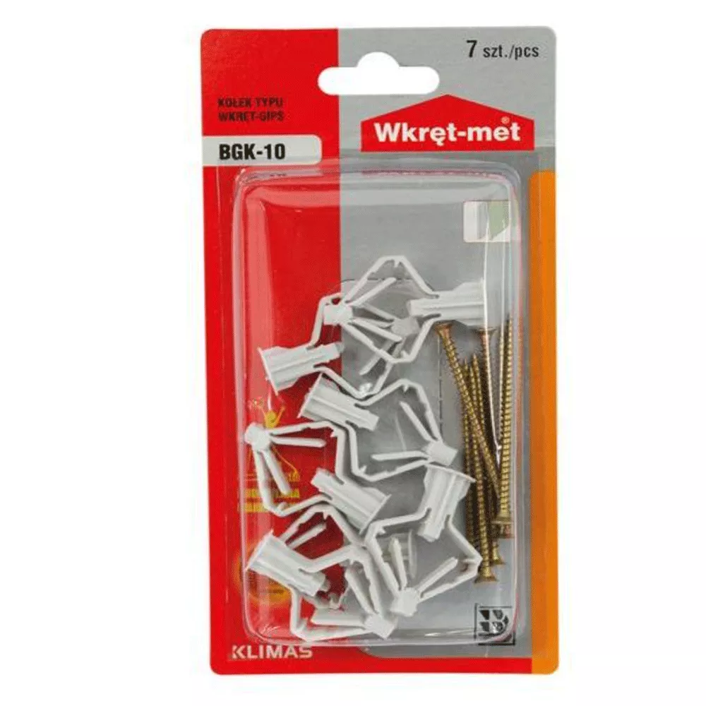 Kołki do mocowania w płytach gipsowych 10 mm