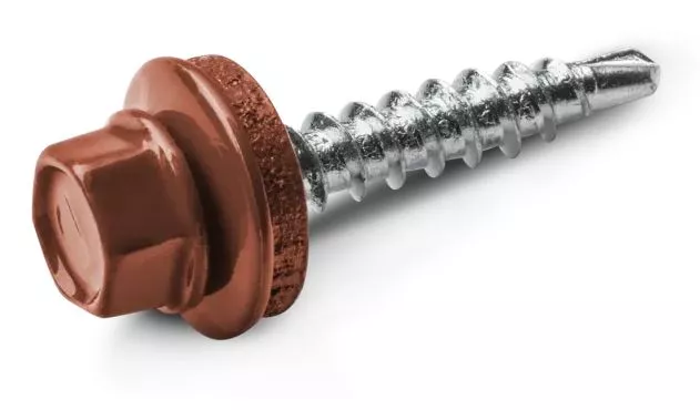 Wkręty farmerskie samowiercące do drewna 4,8x35 mm z podkładką t14 ral 8017 