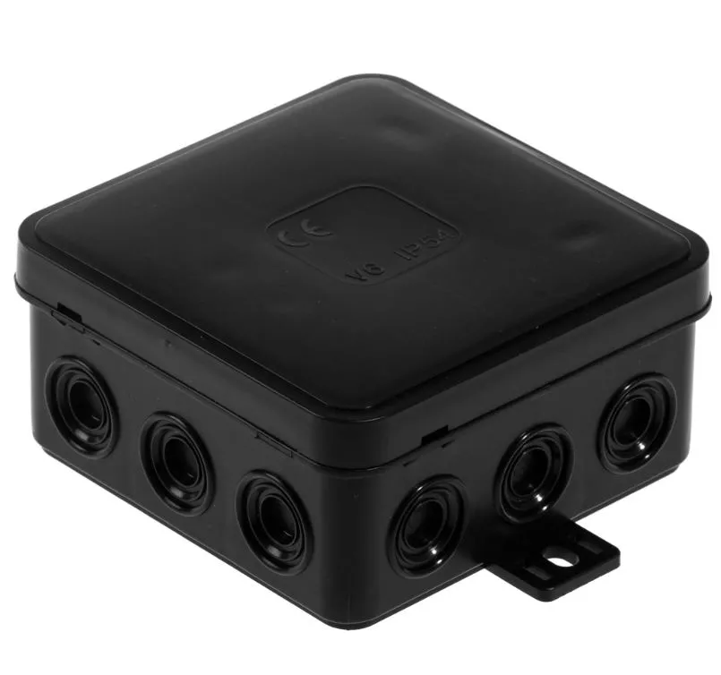 Puszka hermetyczna n/t V6,  85x85x41, 12-wl klik z osłabieniami czarna