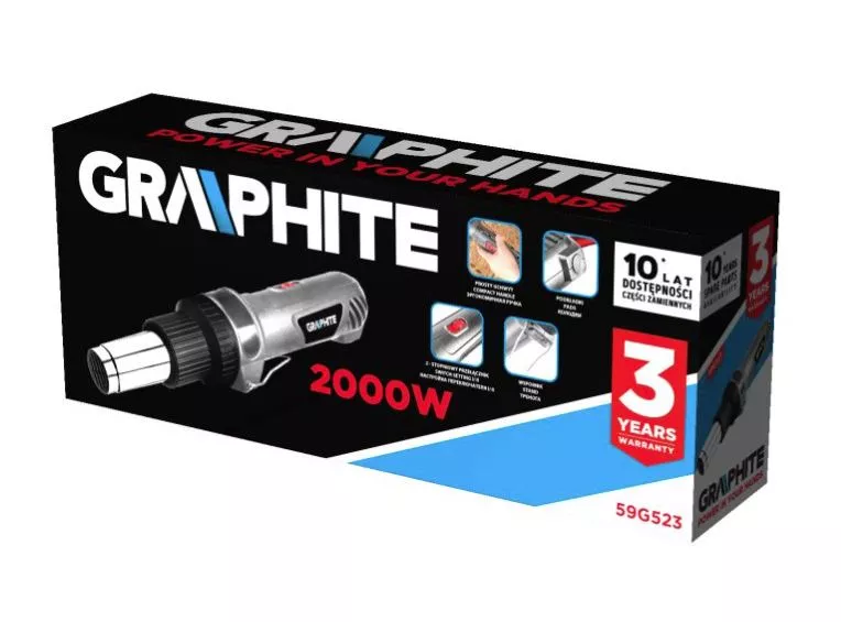 Opalarka 2000W,  uchwyt prosty Graphite