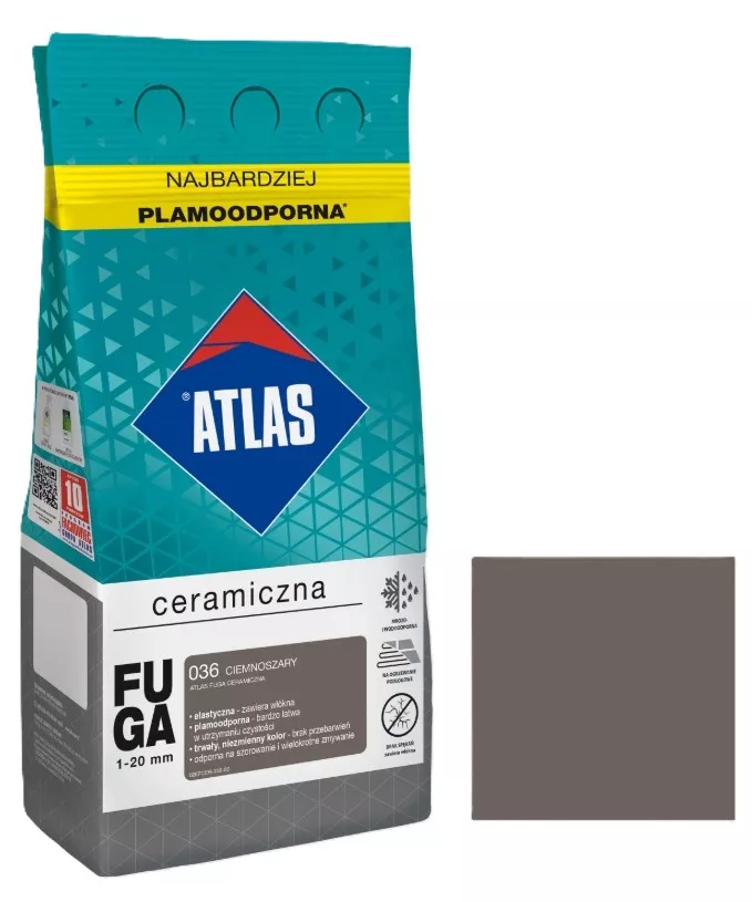 Atlas fuga ceramiczna kolor ciemnoszary 036 5 kg