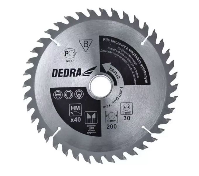 Tarcza do cięcia drewna z płytkami węglikowymi 190x30 mm - 24 zęby DEDRA