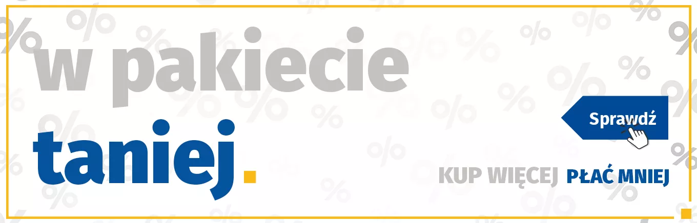 Baner z napisem „W pakiecie taniej – kup więcej, płać mniej” z przyciskiem „Sprawdź”