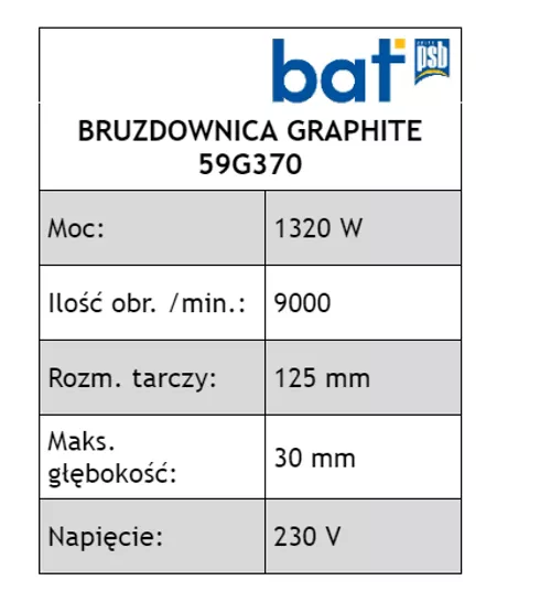 Bruzdownica 1320 W Graphite