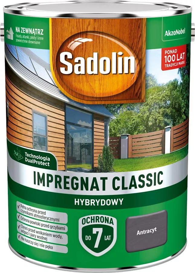 Impregnat Hybrydowy Classic do drewna 4,5 l antracyt Sadolin