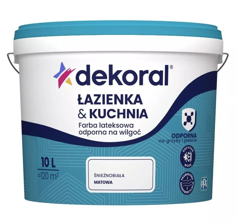 Farba do łazienki i kuchni biały 10 l DEKORAL