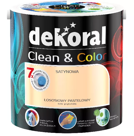 Farba lateksowa CLEAN&COLOR 2,5 l łososiowy pastelowy Dekoral