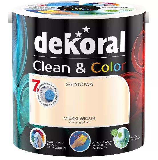 Farba lateksowa CLEAN&COLOR 2,5 l miękki welur Dekoral