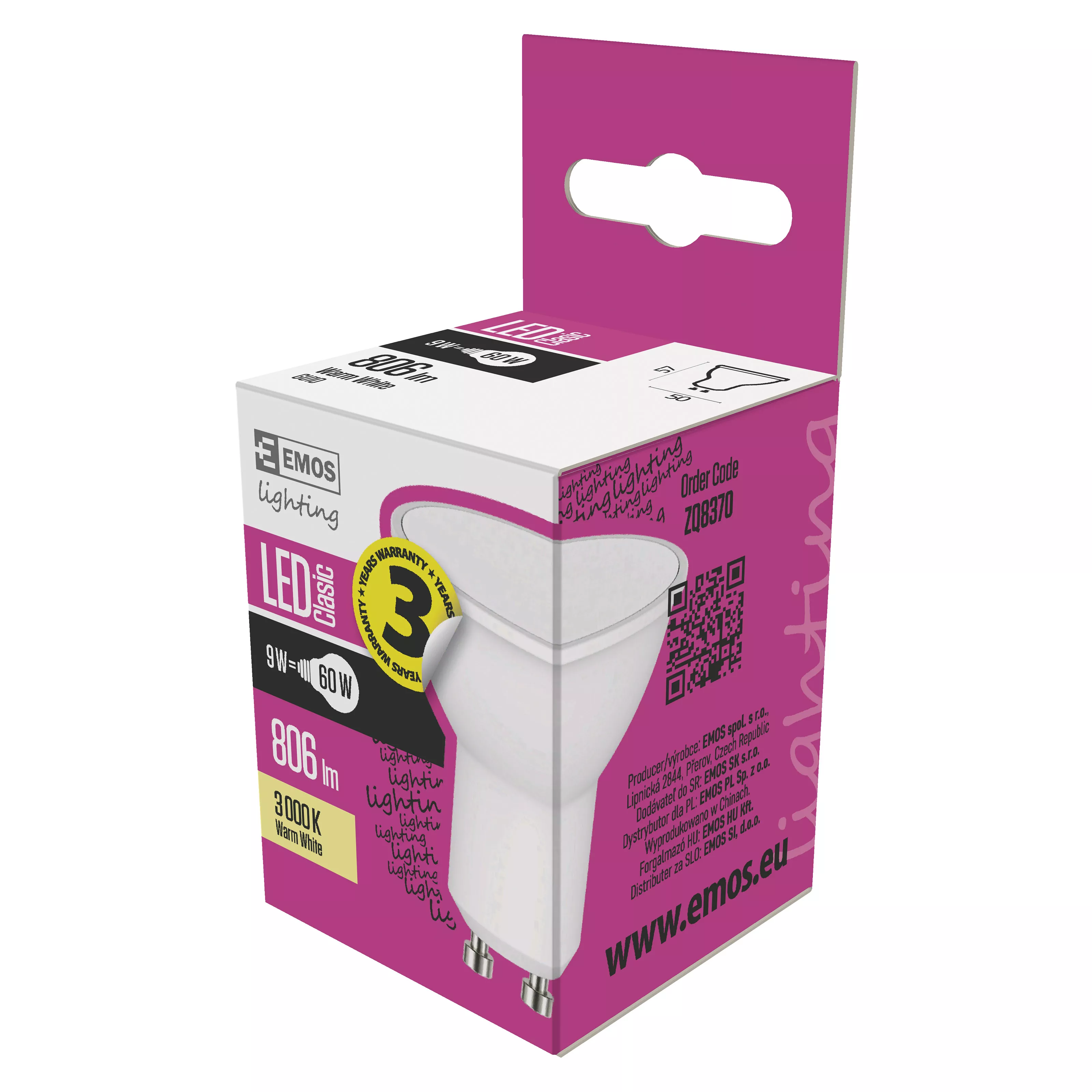 Żarówka led Classic MR16  8.4W GU10 ciepła biel