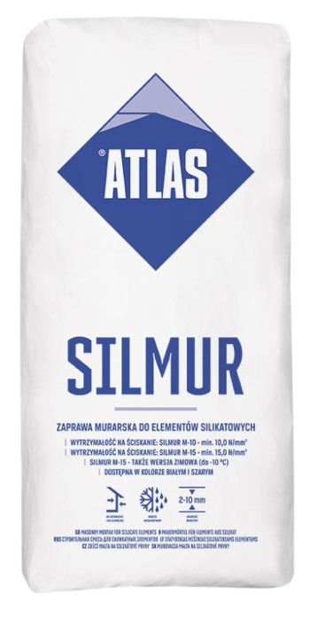 Zaprawa murarska do elementów silikatowych Silmur M-15 biała zimowa ATLAS
