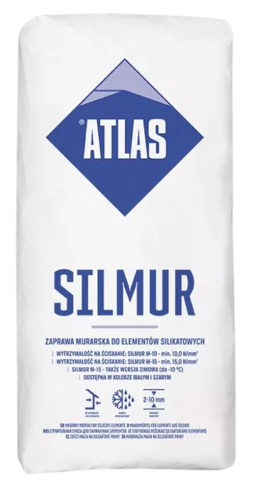 Zaprawa murarska do elementów silikatowych Silmur M-15 biała zimowa ATLAS