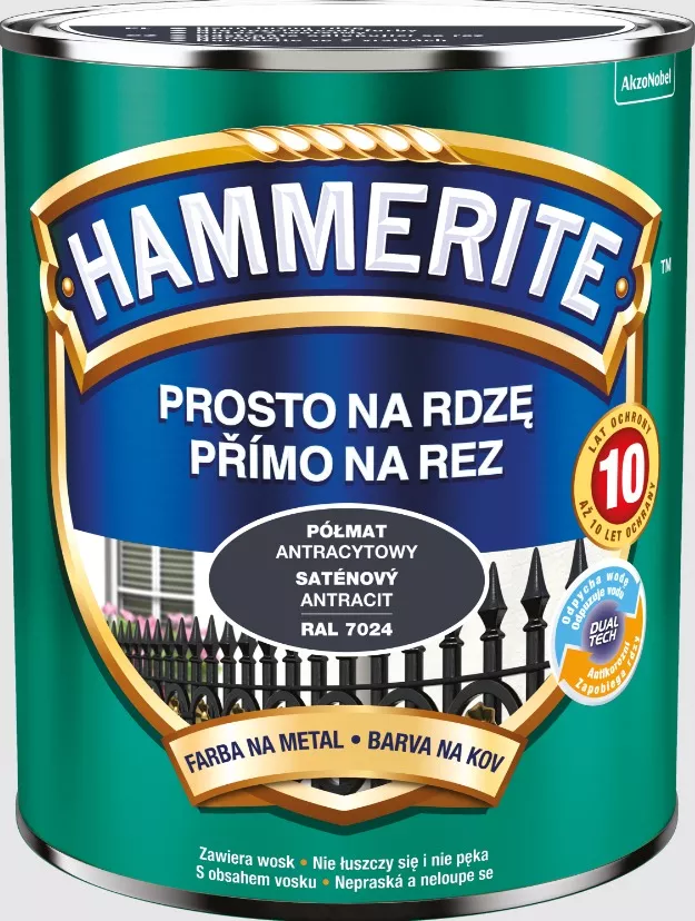 Hammerite prosto na rdzę antracyt półmat 0,7 l